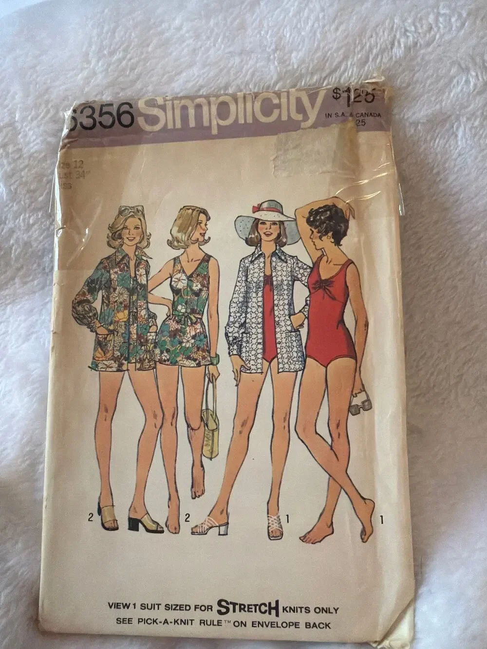 Vintage Simplicity 6356 Misses Swimsuit Bathing Suit Cover Up Pattern Size 12